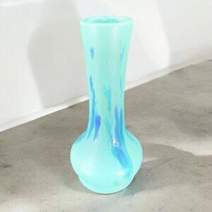 Canadian Art Pottery Bud Vase Green Blue Drip Glaze Ceramic Vase Mid Century VTG